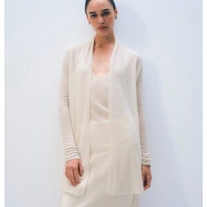 White + Warren Cashmere Trapeze Cardigan Cream size Large